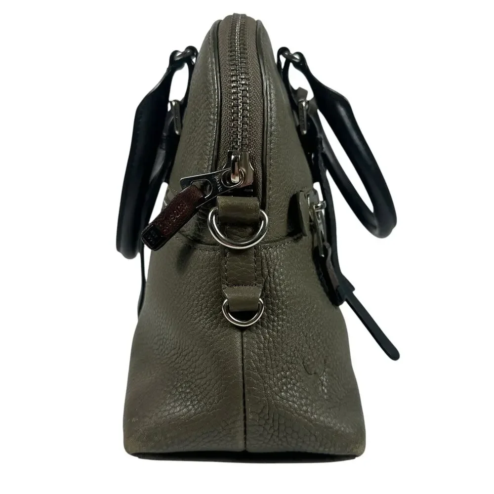 RUDSAK Genuine Leather‎ Pebbled Moss Green Black Top Handle Satchel Shoulder Bag